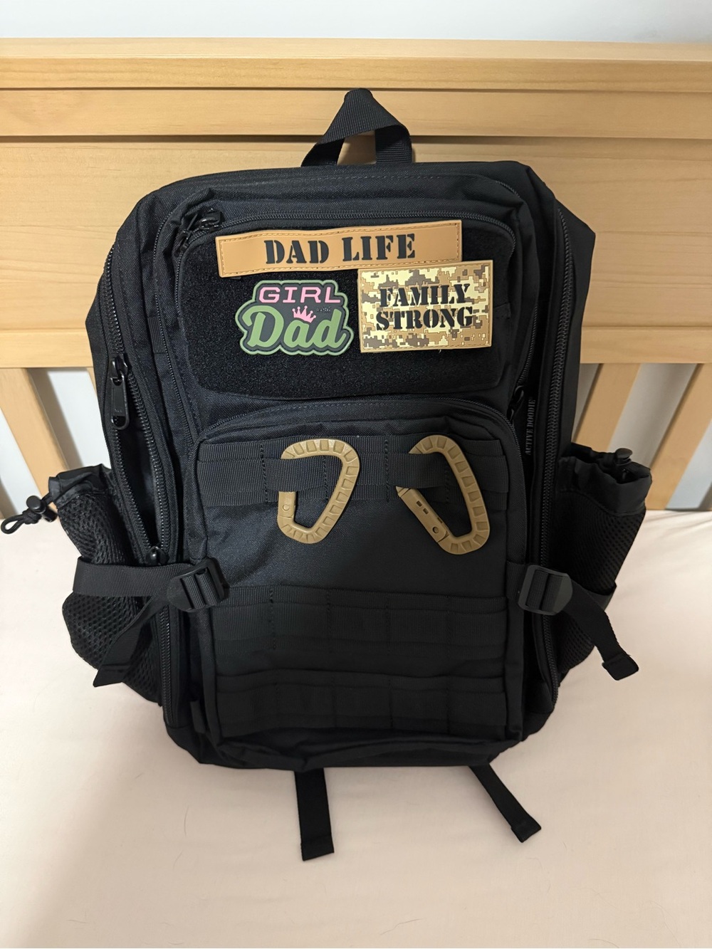 Black Tactical Dad Life Backpack with Patch Panel